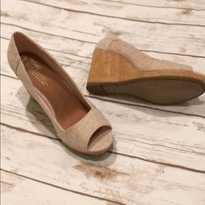 New Toms cork heel size ten